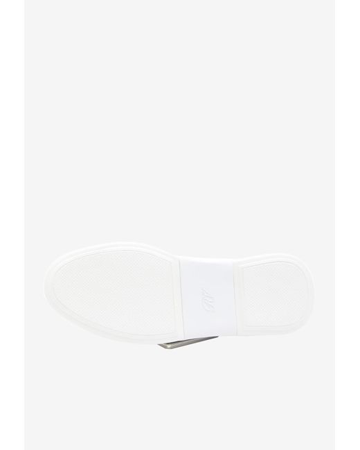 Roger Vivier White Viv' Skate Leather Low-Top Sneakers