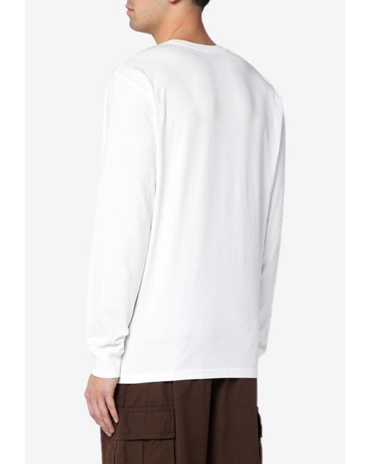 Carhartt White Logo Patch Pocket Long-Sleeved T-Shirt for men