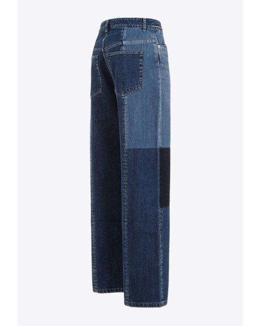 Jil Sander Blue Straight-Leg Patchwork Jeans
