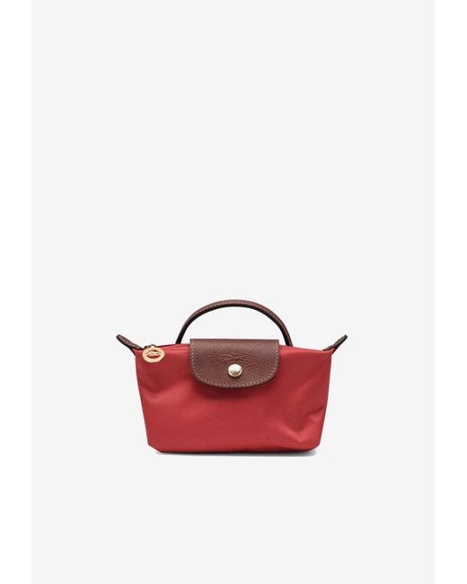 Longchamp Red Le Pliage Original Clutch Bag