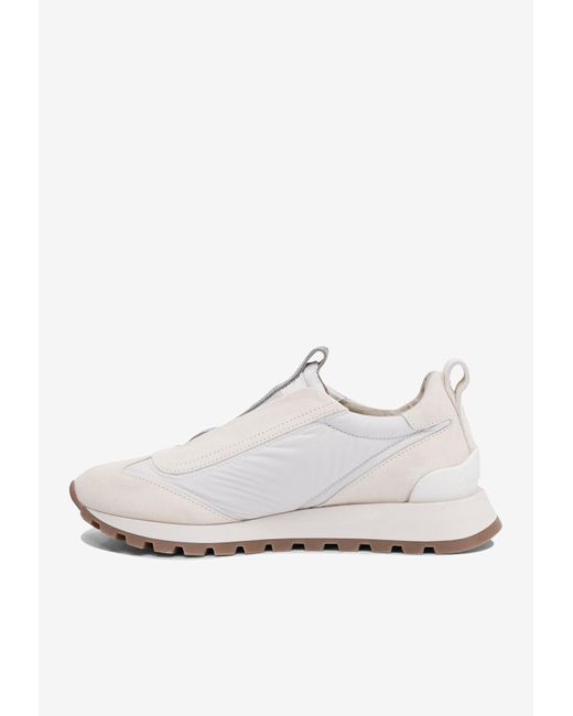 Brunello Cucinelli White Monili Slip-On Sneakers