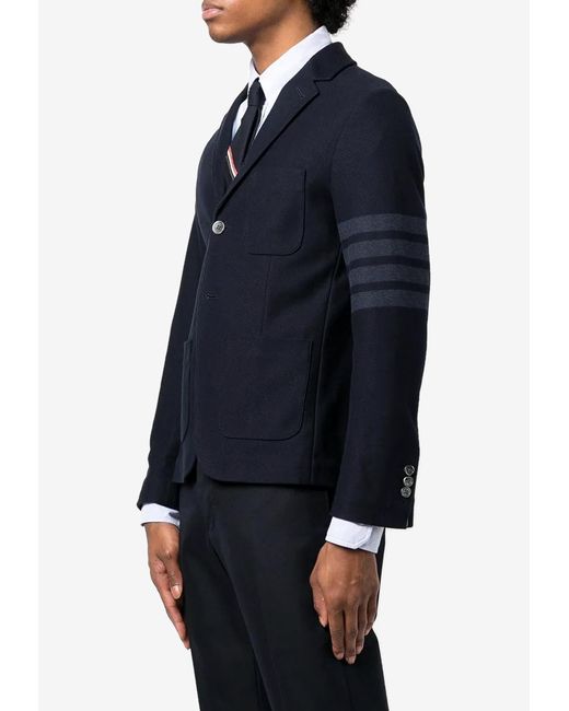 Thom Browne Blue 4-Bar Stripes Single-Breasted Jacket for men