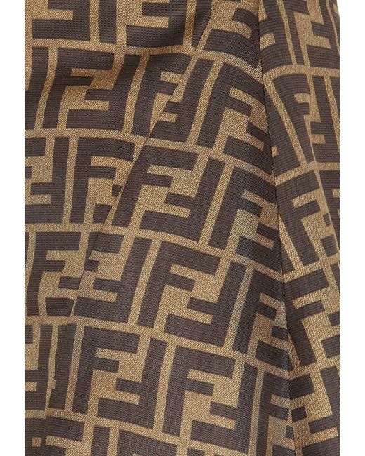 Fendi Brown Ff Jacquard Twill Midi Skirt