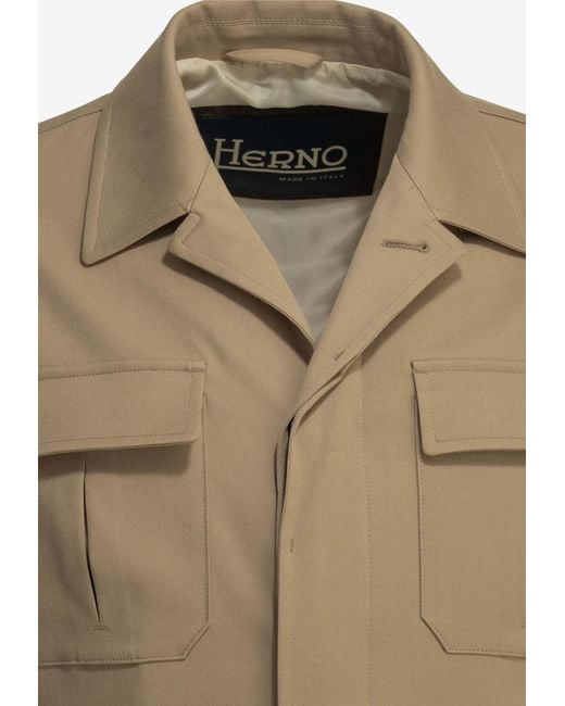 Herno Green Classic Buttoned Overshirt for men