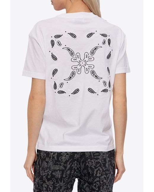 Off-White c/o Virgil Abloh White Bandana Arrow Embroidered Crewneck T-Shirt