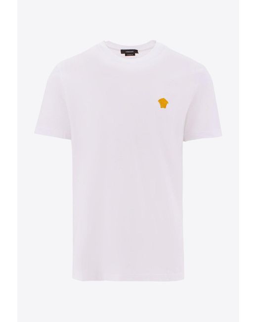 Versace White Medusa Embroidered Crewneck T-Shirt for men