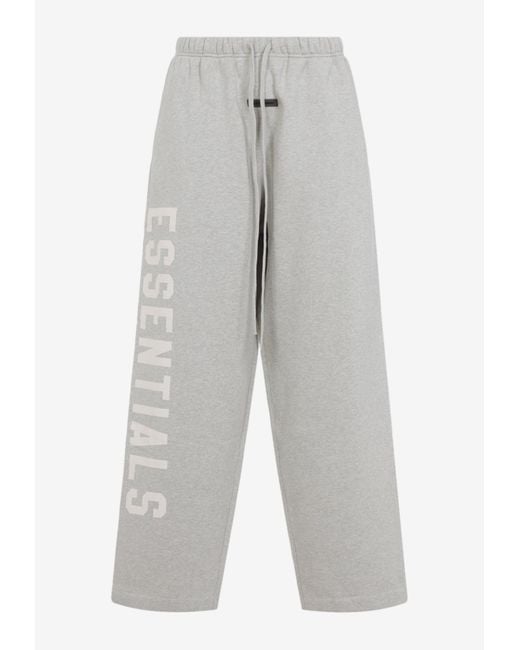 Fear Of God Gray Logo Print Fleece Track Pants for men
