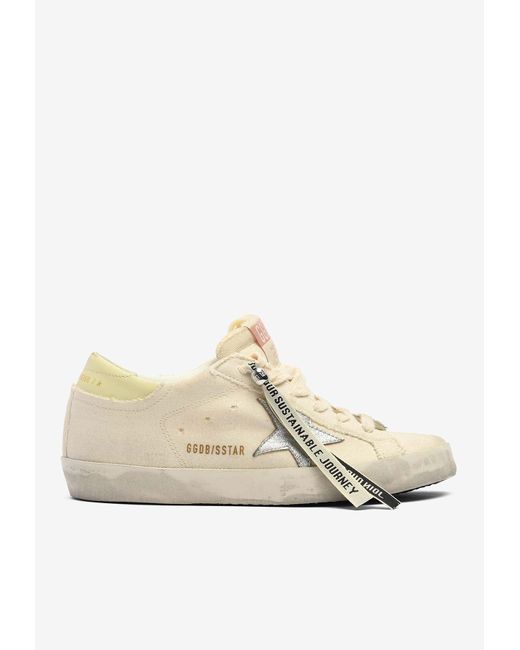 Golden Goose Deluxe Brand White Super-Star Canvas Sneakers With Laminated Star