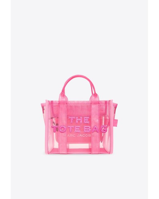 Marc Jacobs Pink The Small Sheer-Mesh Logo Tote Bag
