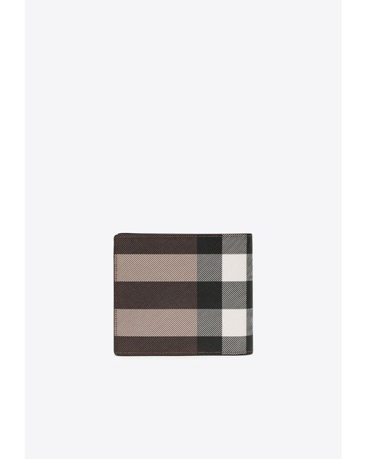 Burberry White Bi-Fold Checked Leather Wallet for men