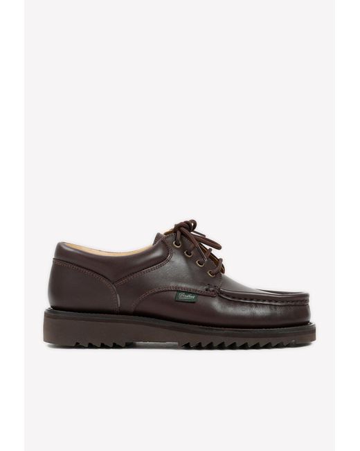 Paraboot Brown Thiers Lace-up Loafers In Calf Leather for men