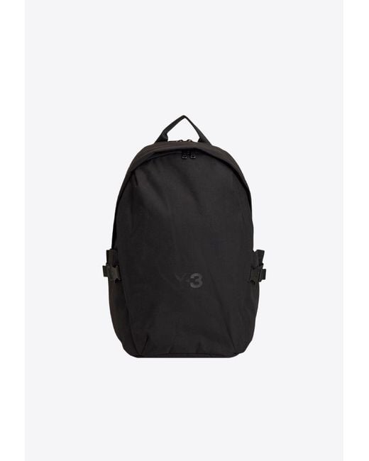 Y-3 Black Logo Nylon Backpack for men