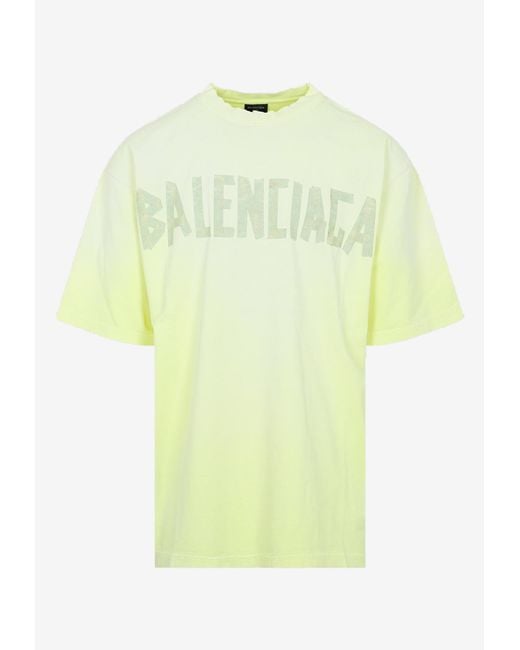 Balenciaga Yellow Tape Type Print Vintage T-shirt for men