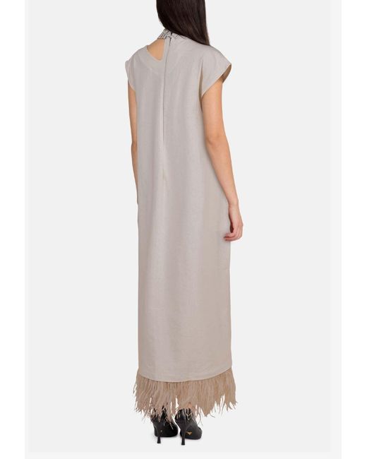 Rue15 Natural Feather Love Embroidered Choker Neck Dress