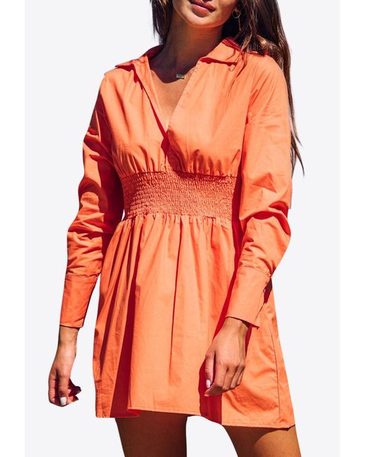Les Canebiers Orange Vignes Elastic Waist Mini Dress