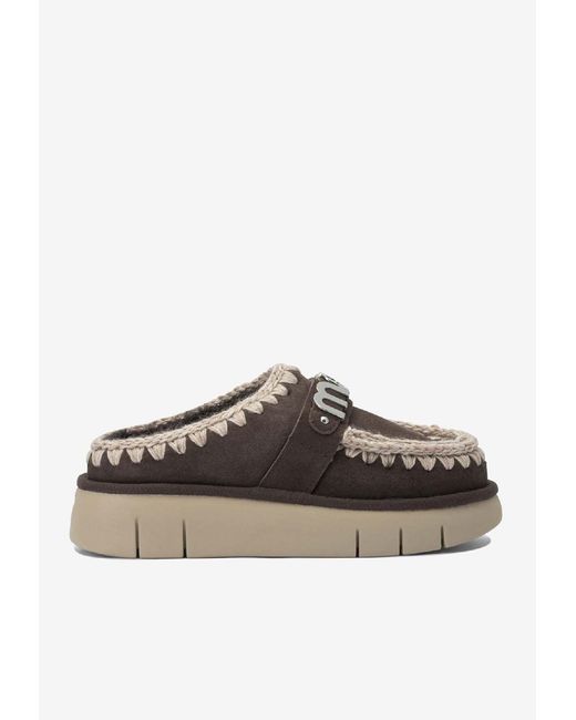 Mou Brown Bounce Suede Clogs