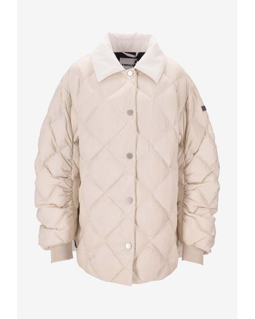 Lempelius Natural Logo Patch Quilted Down Jacket