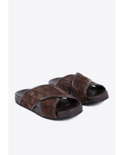 Bottega Veneta Brown Tarik Criss-Cross Sandals for men