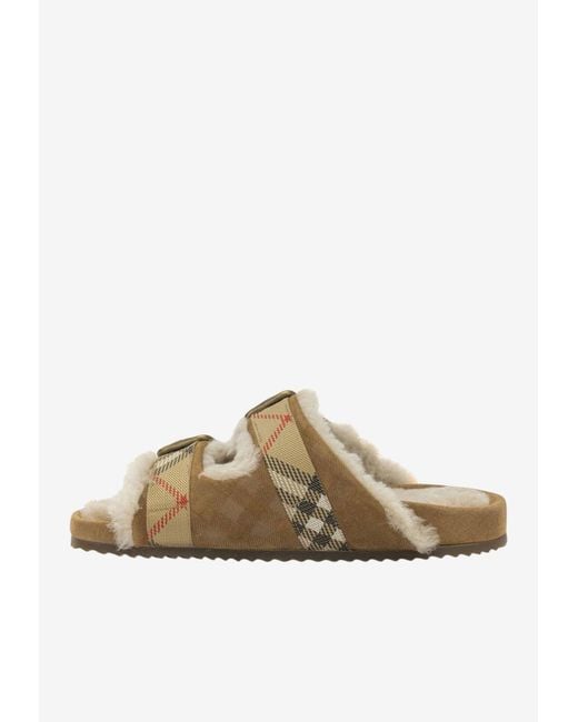 Burberry Brown Urchin Suede Flat Sandals