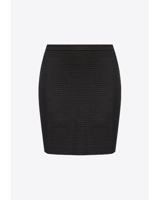 Emporio Armani Black Textured Mini Pencil Skirt