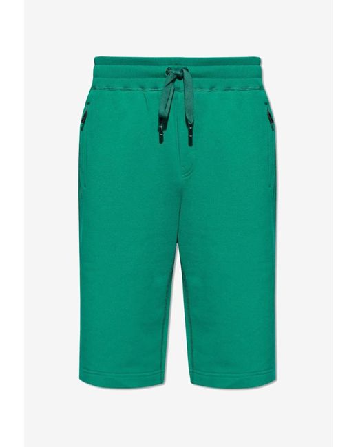 Dolce & Gabbana Green Logo Plaque Track Shorts for men