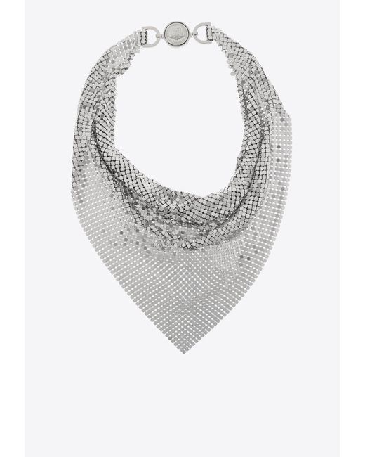 Versace White Metal Mesh Bandana Necklace