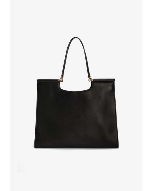 Dolce & Gabbana Black Large Sicily Calf Leather Tote Bag