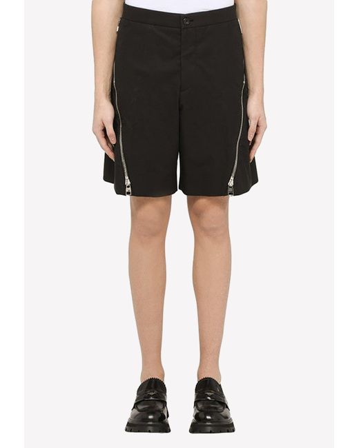 Alexander McQueen Black Zip-detailing Cotton Shorts for men