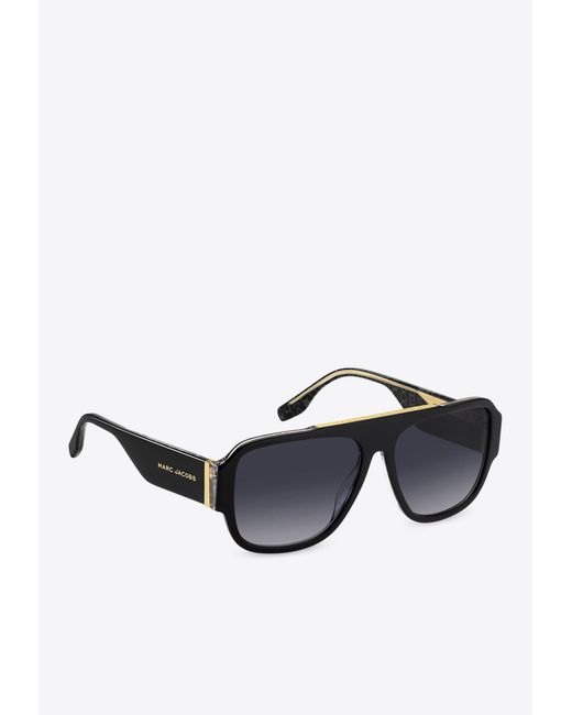 Marc Jacobs Black Logo-Print Square-Framed Sunglasses for men