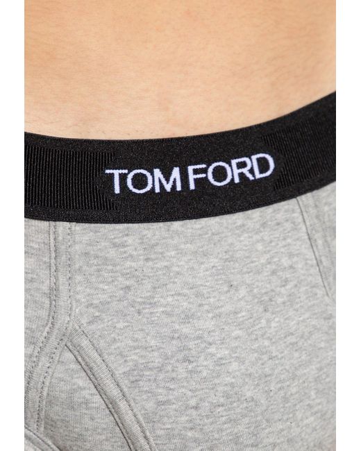 Tom Ford Gray Logo Jacquard Stretch Briefs for men