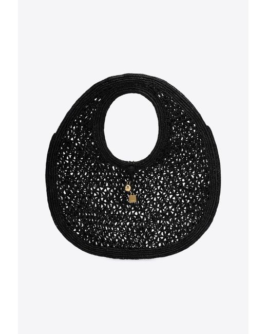 Jacquemus Black The Spiaggia Round Woven-Raffia Bag
