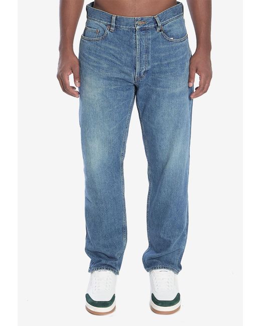 Saint Laurent Blue Mick Straight-Leg Jeans for men