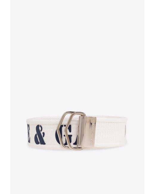 Dolce & Gabbana White Branded Tape Belt for men
