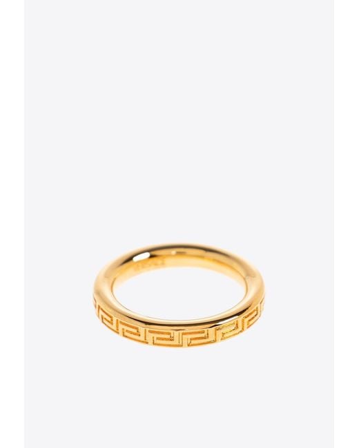 Versace White Engraved-Greca Brass Ring