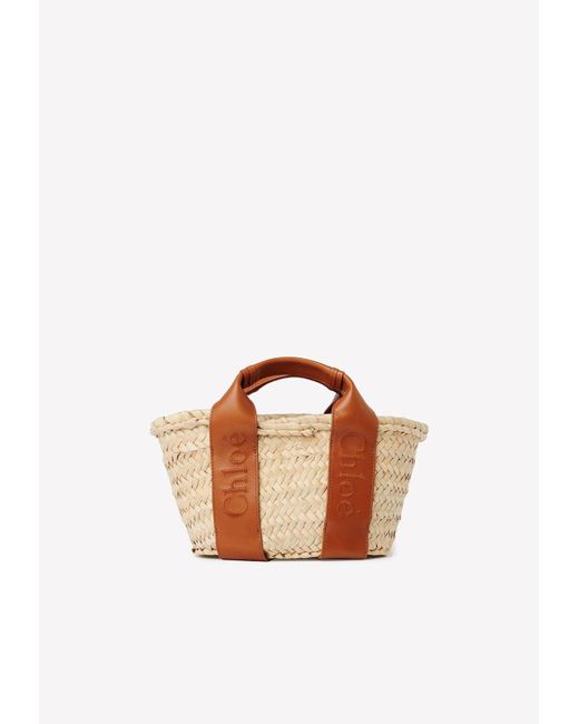 Chloé Logo Beach Bag In Leather And Raffia in Natural Lyst