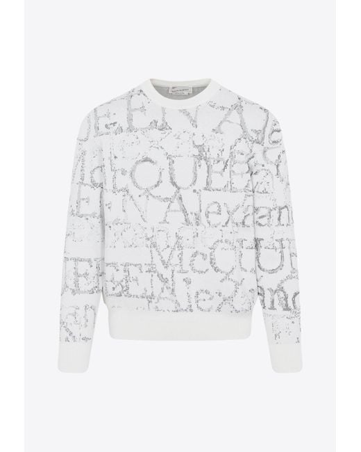 Alexander McQueen White All-over Logo Sweater for men