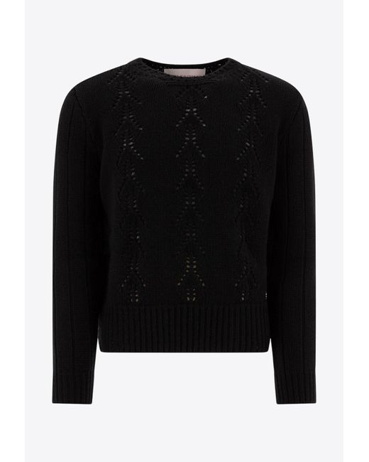 Valentino Black Vlogo Knitted Wool Sweater for men