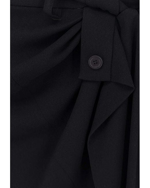 Balenciaga Black Knotted Crepe Maxi Skirt