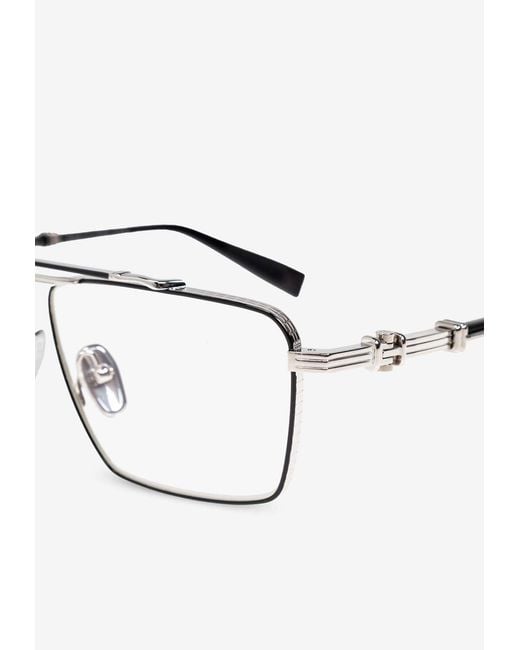 Balmain White Brigade 6 Rectangular Glasses for men