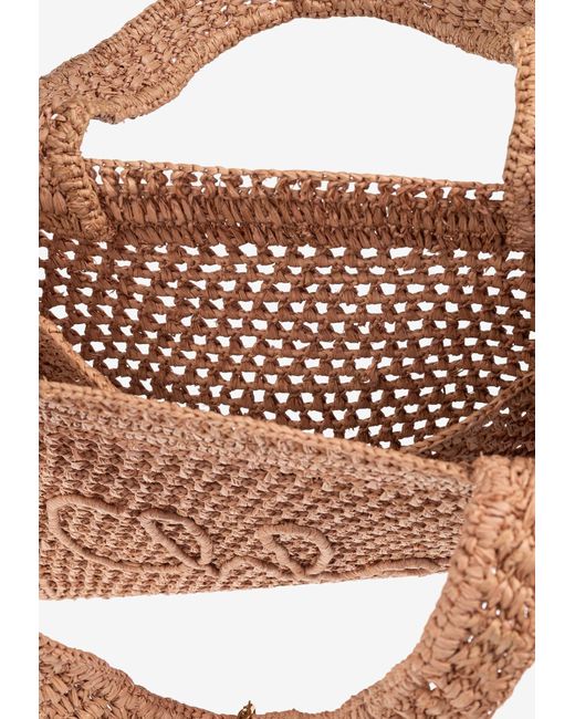 Chloé Brown Summer Banana Crochet Raffia Tote Bag
