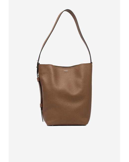 Max Mara White Small Archetipo Leather Shoulder Bag