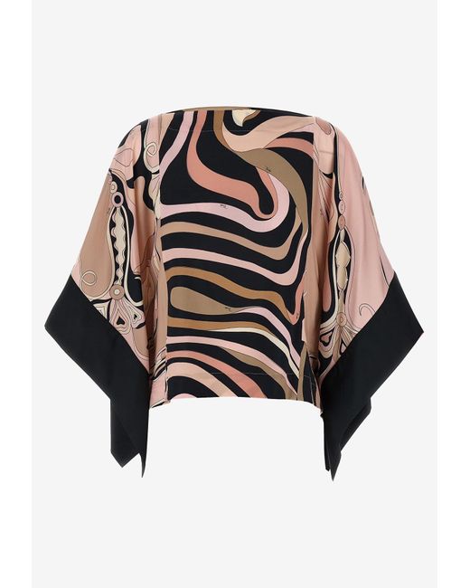 Emilio Pucci Black Printed Asymmetric Blouse