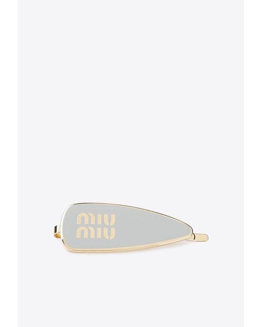 Miu Miu White Logo Hair Clip