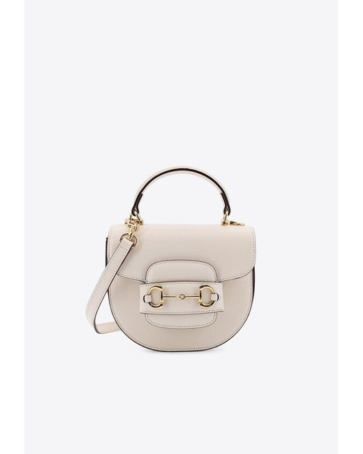 Gucci White Mini Horsebit 1955 Top Handle Bag