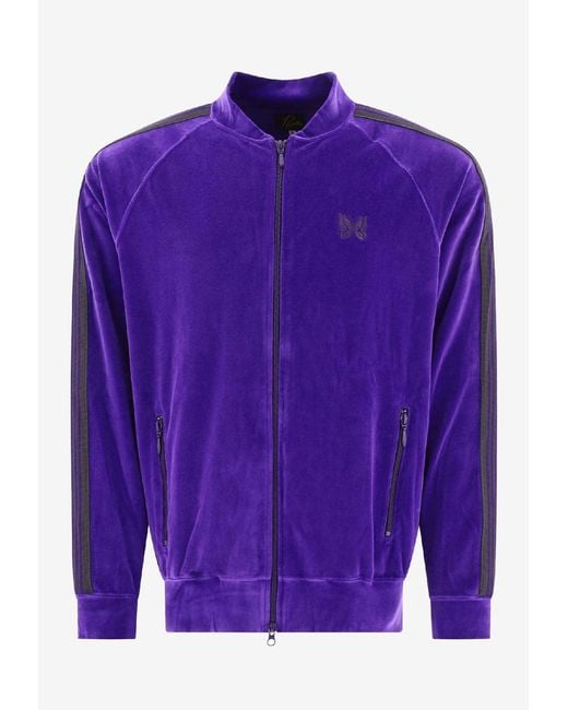 Needles Purple Velvet Zip-Up Jacket for men