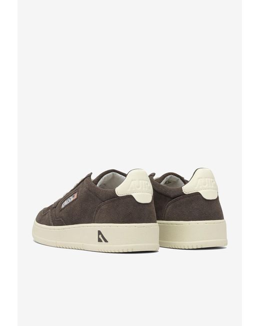 Autry Brown Medalist Low-Top Suede Sneakers for men