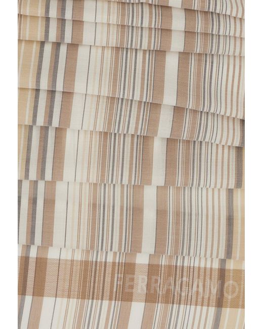 Ferragamo Natural Stripe-Pattern Scarf for men