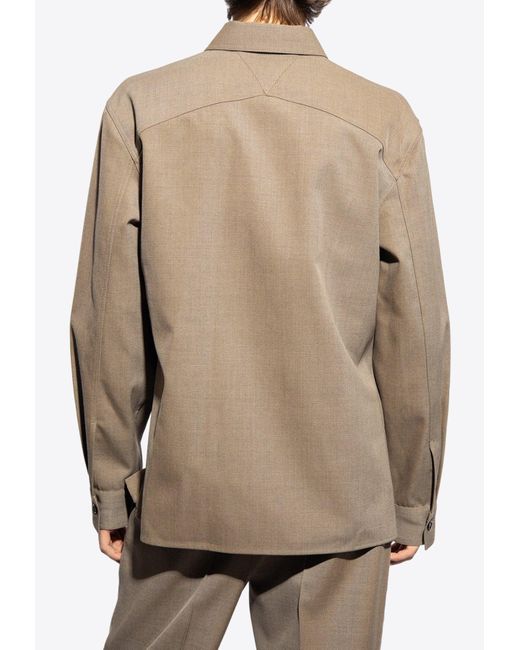 Bottega Veneta Natural Long-Sleeved Wool Twill Shirt for men