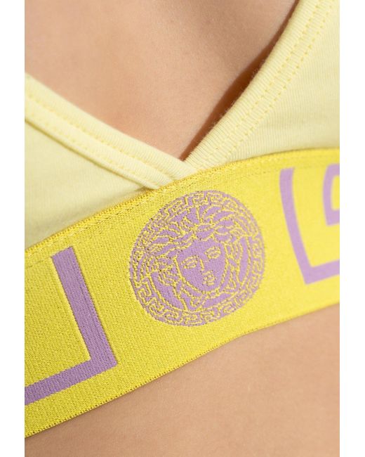 Versace Yellow Greca Border Triangle Bralette