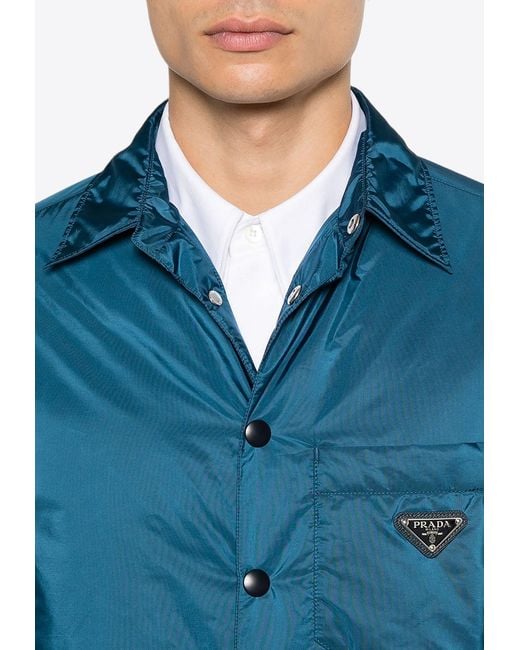 Prada Blue Triangle Logo Padded Jacket for men